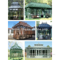 Outdoor wrought iron metal tent gazebo with glass